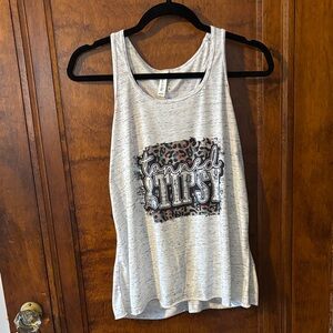 Bell and Canvas Grey Speckled Tanned & Tipsy Racerback Tank Top Size L